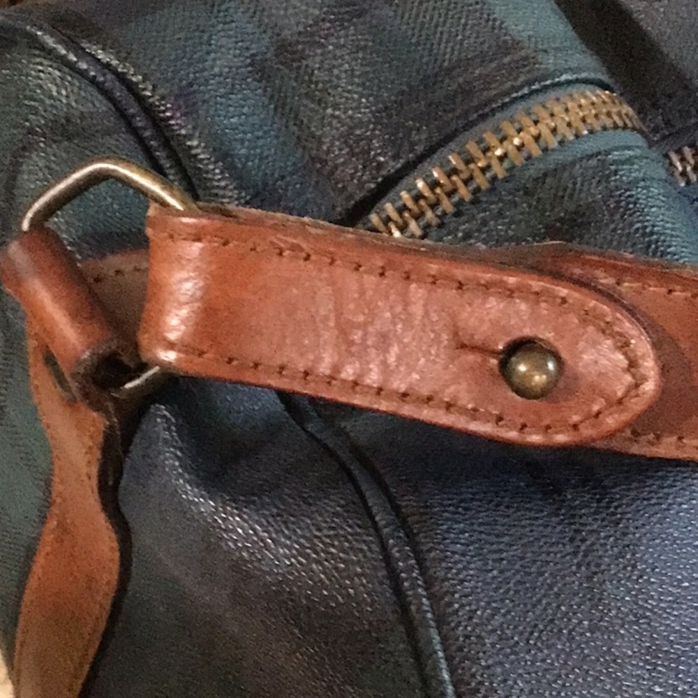 Vintage Polo Ralph Lauren Black Plaid Watch Boston Travel Duffle Bag Polo Green - Picture 11 of 13